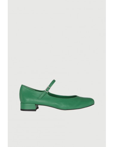 Emilia Mary Janes in Grass-coloured Leather pas cheres