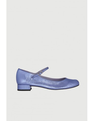 Emilia Mary Janes in Blue Metallic Leather Livraison rapide