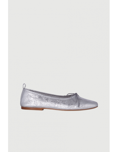 Sienna Ballet Flats in Silver Leather une grave pollution 