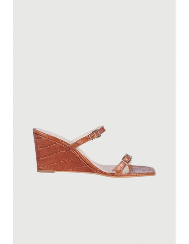 Olivia Sandals in Caramel croc-effect Leather acheter en ligne