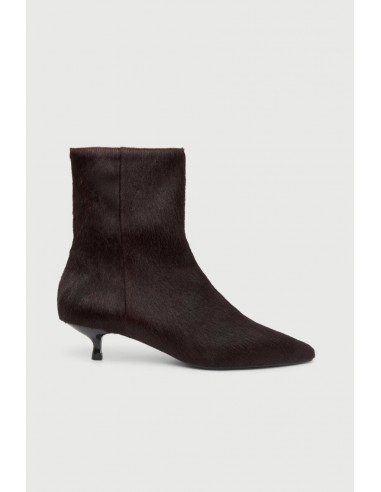 Paula Ankle Boots in Burgundy Calf Hair pas chere